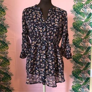 Rue21 Black Floral Lightweight Sheer Top